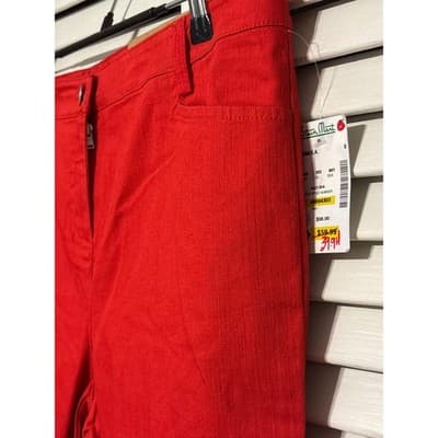 Peck & Peck Weekend Red Straight Leg Stretch Denim Pants Women's Size 6 - Thumbnail 4