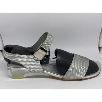 Stuart Weitzman Silver Clear Lucite Wedge Slingback Sandal Women's Size 7 N - Thumbnail 3