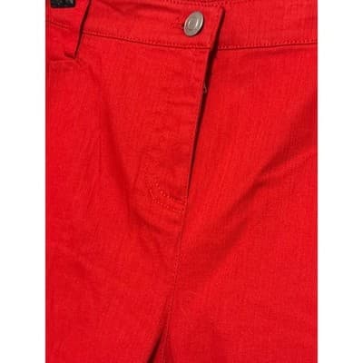 Peck & Peck Weekend Red Straight Leg Stretch Denim Pants Women's Size 6 - Thumbnail 3