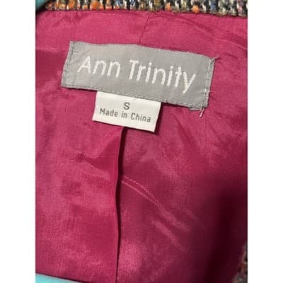 Ann Trinity Multi-Color Tweed Blazer Jacket 3/4 Sleeve Coat Women's Size S - Thumbnail 3