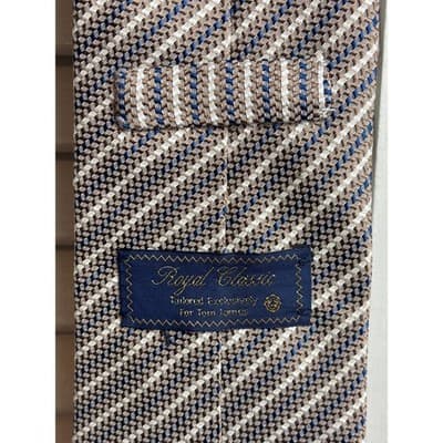 James Royal Classic By Tom Brown Blue Striped Silk Tie Men's One Size - Thumbnail 5