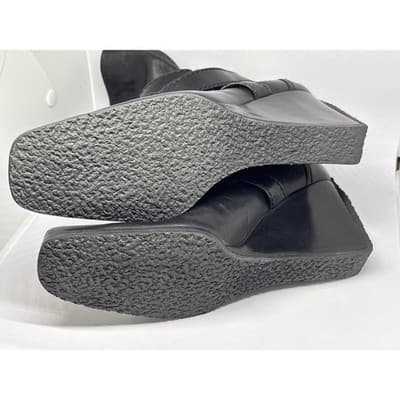 Stuart Weitzman Black Leather Buckle Strap Wedge Heel Boots Women's Size 6.5 - Thumbnail 11