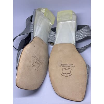 Stuart Weitzman Silver Clear Lucite Wedge Slingback Sandal Women's Size 7 N - Thumbnail 4