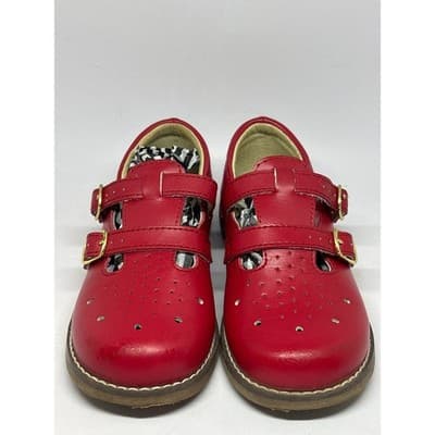 Footmates Danielle Red Leather Mary Jane Double Strap Girls Shoes Size 10 M - Thumbnail 2