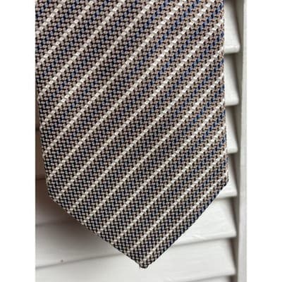 James Royal Classic By Tom Brown Blue Striped Silk Tie Men's One Size - Thumbnail 4
