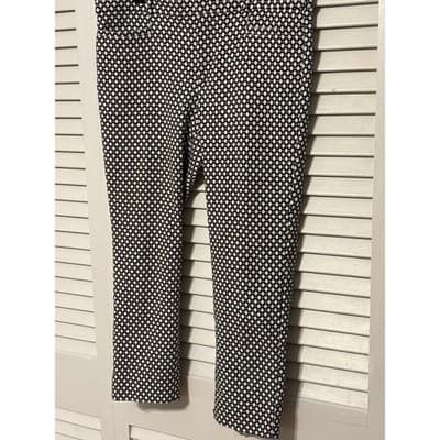Banana Republic Geometric Black White Sloan Fit Crop Pants Women's 6P Petite - Thumbnail 2
