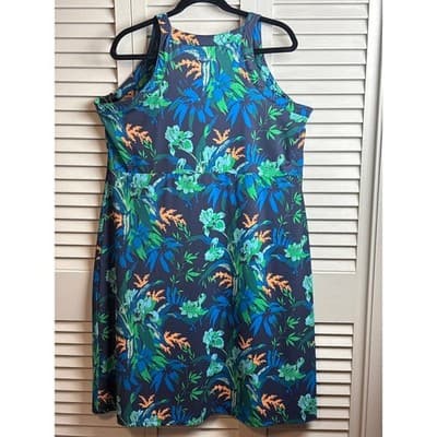 Columbia Midway Bay Multicolor Palm Trees Sleeveless Midi Dress Women's Size XXL - Thumbnail 5