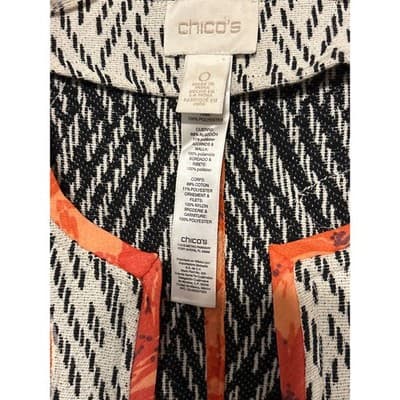 Chico’s Artisan Floral Applique Jacquard Open Front Jacket Women's Size 0 - Thumbnail 3