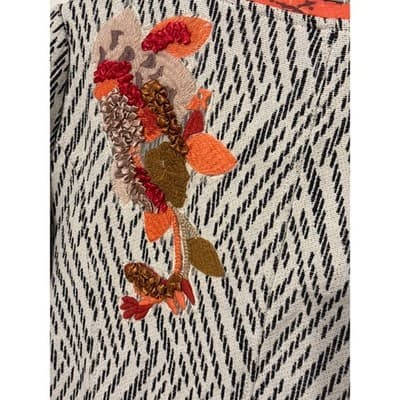 Chico’s Artisan Floral Applique Jacquard Open Front Jacket Women's Size 0 - Thumbnail 8