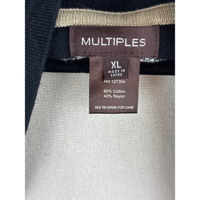 Multiples Cardigan Women’s SZ XL Open Knit Waterfall Multicolor Asymmetric Boho - Thumbnail 2