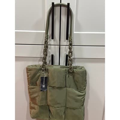 INC International Concepts BREEAH Moss Sherpa Quilt Nylon Tote/Shoulder Bag NWT - Thumbnail 2