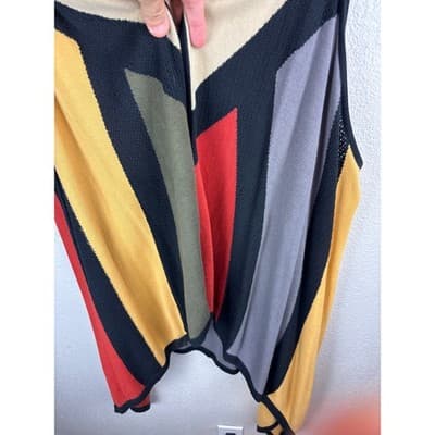 Multiples Cardigan Women’s SZ XL Open Knit Waterfall Multicolor Asymmetric Boho - Thumbnail 3
