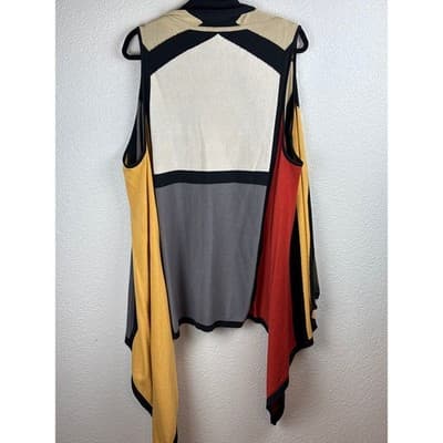 Multiples Cardigan Women’s SZ XL Open Knit Waterfall Multicolor Asymmetric Boho - Thumbnail 4