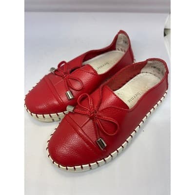 Bernie Mev Girls Red Leather TWK50 Loafer Slip On Bow Shoes Size 28 EU - Thumbnail 3