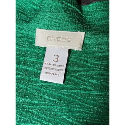 Chico's Green Textured Open Face Lightweight Blazer Size XL (2) - Thumbnail 6