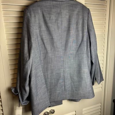 Calvin Klein Navy and White Blazer Jacket No Button Size 22W NWT - Thumbnail 2