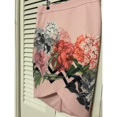 TED BAKER LONDON Soella Cutaway Skirt Palace Gardens Pink Flower Print Size 2 - Thumbnail 2