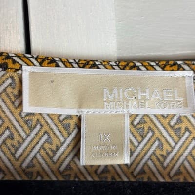 Michael Kors Womens Border Print Faux Wrap Dress, Marigold, Preloved Size 1X - Thumbnail 12