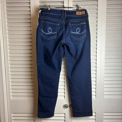 Seven7 Womens Jeans Size 14 Dark Wash White Thread Slim Straight NWT - Thumbnail 4