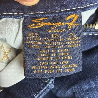 Seven7 Womens Jeans Size 14 Dark Wash White Thread Slim Straight NWT - Thumbnail 3