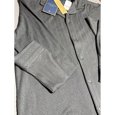 NWT Marc Ashers Style MAKL-013 Black Long Sleeve Textured Size Medium MSRP $89 - Thumbnail 2