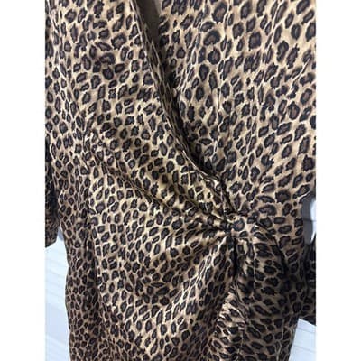 Dana Buchman Brown Leopard Print Silk Wrap Dress Women's Size 10 - Thumbnail 3