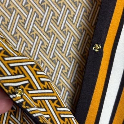 Michael Kors Womens Border Print Faux Wrap Dress, Marigold, Preloved Size 1X - Thumbnail 11