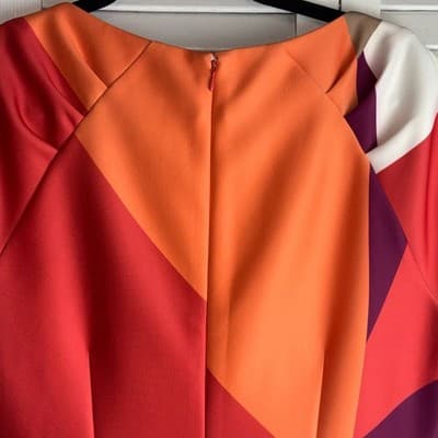 Donna Karan size 12 color block pencil dress orange multicolored Pre-Loved - Thumbnail 9