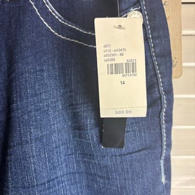 Seven7 Womens Jeans Size 14 Dark Wash White Thread Slim Straight NWT - Thumbnail 9