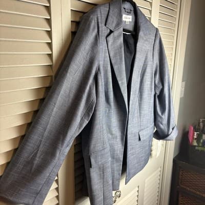 Calvin Klein Navy and White Blazer Jacket No Button Size 22W NWT - Thumbnail 3