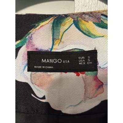 Mango Black and White Floral Open Front Blazer Jacket Women's Size S - Thumbnail 3