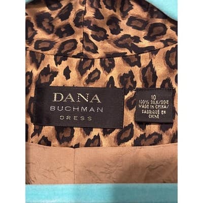Dana Buchman Brown Leopard Print Silk Wrap Dress Women's Size 10 - Thumbnail 4