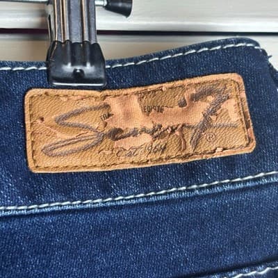 Seven7 Womens Jeans Size 14 Dark Wash White Thread Slim Straight NWT - Thumbnail 5