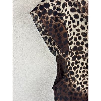 Isabella Rodriguez Leopard Sheer Sleeveless Ruffled Blouse Size Large - Thumbnail 9