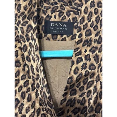 Dana Buchman Brown Leopard Print Silk Wrap Dress Women's Size 10 - Thumbnail 2