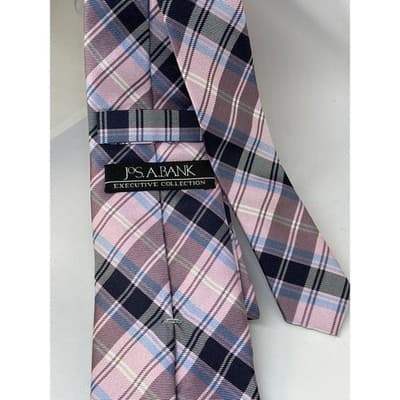 JOS. A. Bank Executive Collection Pink Navy Blue Mens Tie Preloved - Thumbnail 3