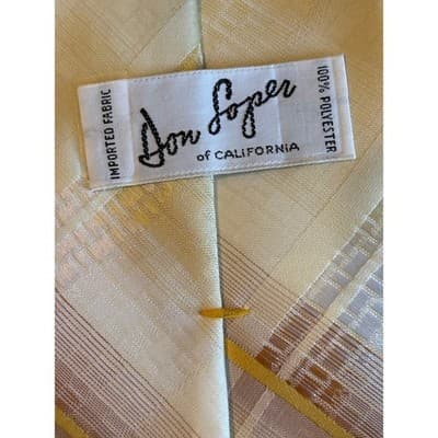 Vintage Don Loper 55.5" Yellow Gold and Brown Striped Necktie 4" Wide - Thumbnail 7