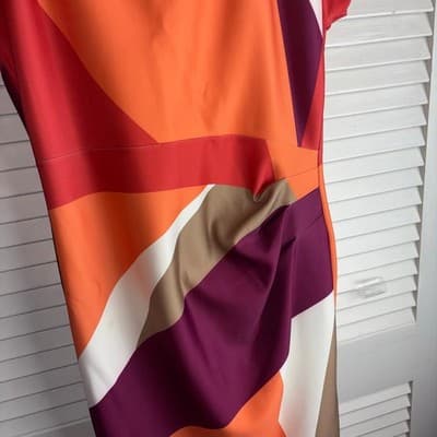 Donna Karan size 12 color block pencil dress orange multicolored Pre-Loved - Thumbnail 12