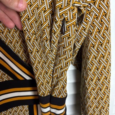 Michael Kors Womens Border Print Faux Wrap Dress, Marigold, Preloved Size 1X - Thumbnail 8