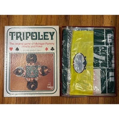 Vintage Tripoley Vinyl Mat Cadaco Hearts Rummy Poker Card Game 1960s
