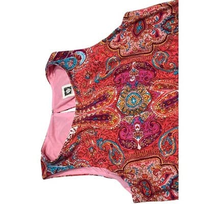 Anne Klein Dress Women's Pink Orange Paisley Floral Pullover Shift Dress Size 8 - Thumbnail 2