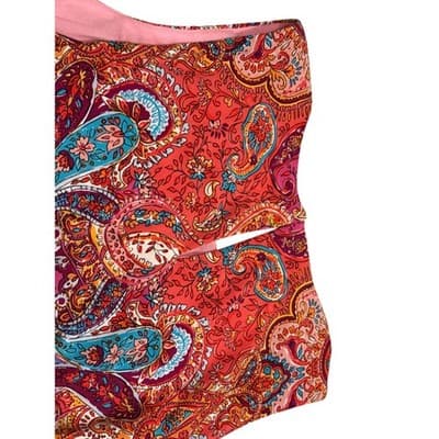 Anne Klein Dress Women's Pink Orange Paisley Floral Pullover Shift Dress Size 8 - Thumbnail 4