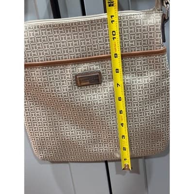 Tommy Hilfiger Signature Logo Crossbody Purse Khaki/Gold Shoulder Bag Square - Thumbnail 4