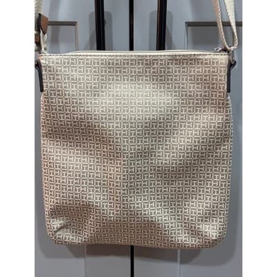Tommy Hilfiger Signature Logo Crossbody Purse Khaki/Gold Shoulder Bag Square - Thumbnail 5
