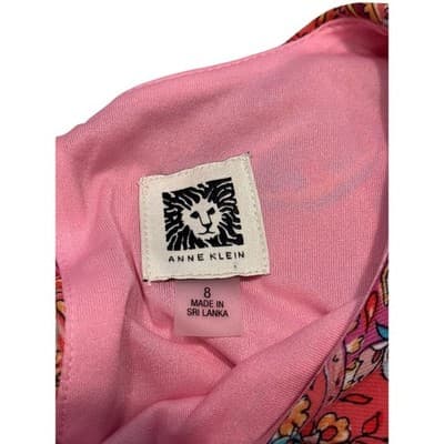 Anne Klein Dress Women's Pink Orange Paisley Floral Pullover Shift Dress Size 8 - Thumbnail 3
