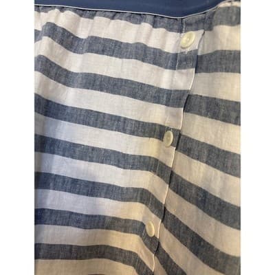 J. Jill Women's Large Love Linen Maxi Skirt Blue Striped Side Button Pockets - Thumbnail 4