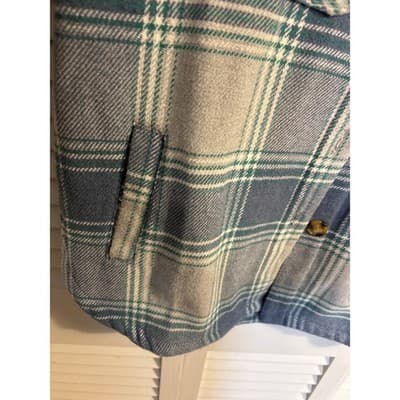 Members Mark Plaid SHACKET With Pockets Sz Large Turquoise and Gray - Thumbnail 6