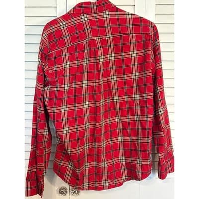 Eddie Bauer Flannel Shirt Long Sleeve Mens Medium Red Black Plaid Long Sleeve - Thumbnail 5