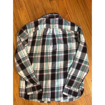 The North Face Shirt Mens Medium Green/Black Plaid Flannel Button Up Outdoor - Thumbnail 6