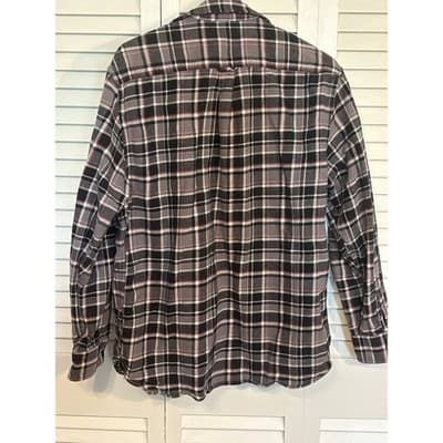 Jachs Men Gray and Red Flannel Button Up Shacket Heavyweight Outdoor Medium - Thumbnail 5